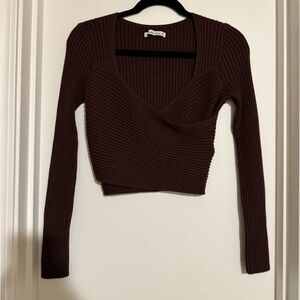 Abercrombie and Fitch Long Sleeve Ribbed Wrap Top Sz M